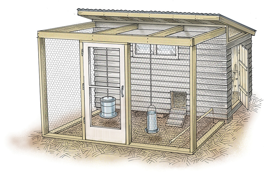Out Here Illustration - How to Build a Chicken Coop