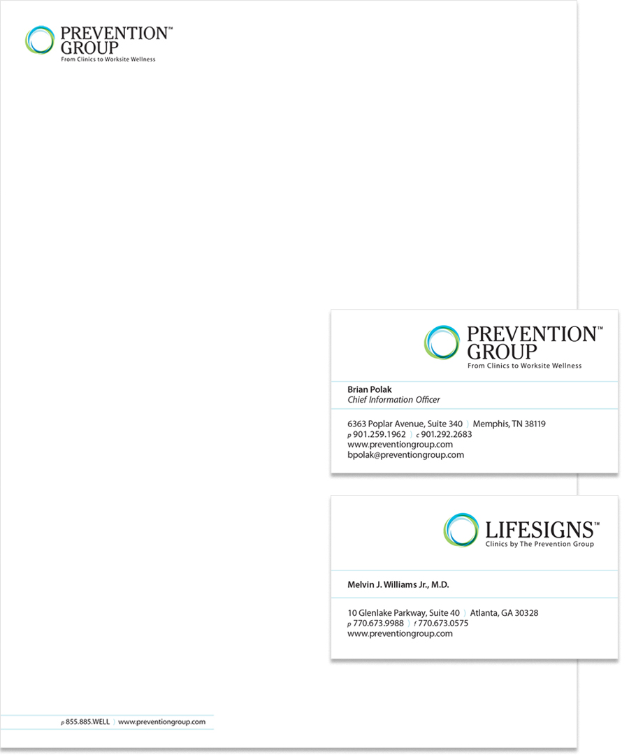 prevention group letterhead & business card